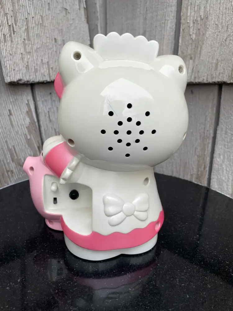 Hello Kitty Vtg Alarm Clock Sanrio Maid Teapot 8" tall.
