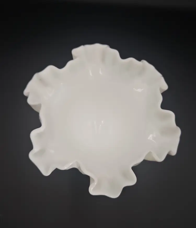 Fenton Milk Glass Hobnail Ruffled Compote