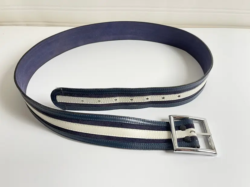 VTG Men's Belt Harness House Genuine Suede 40 Steer Hide 3197 Blue Quiet Luxury