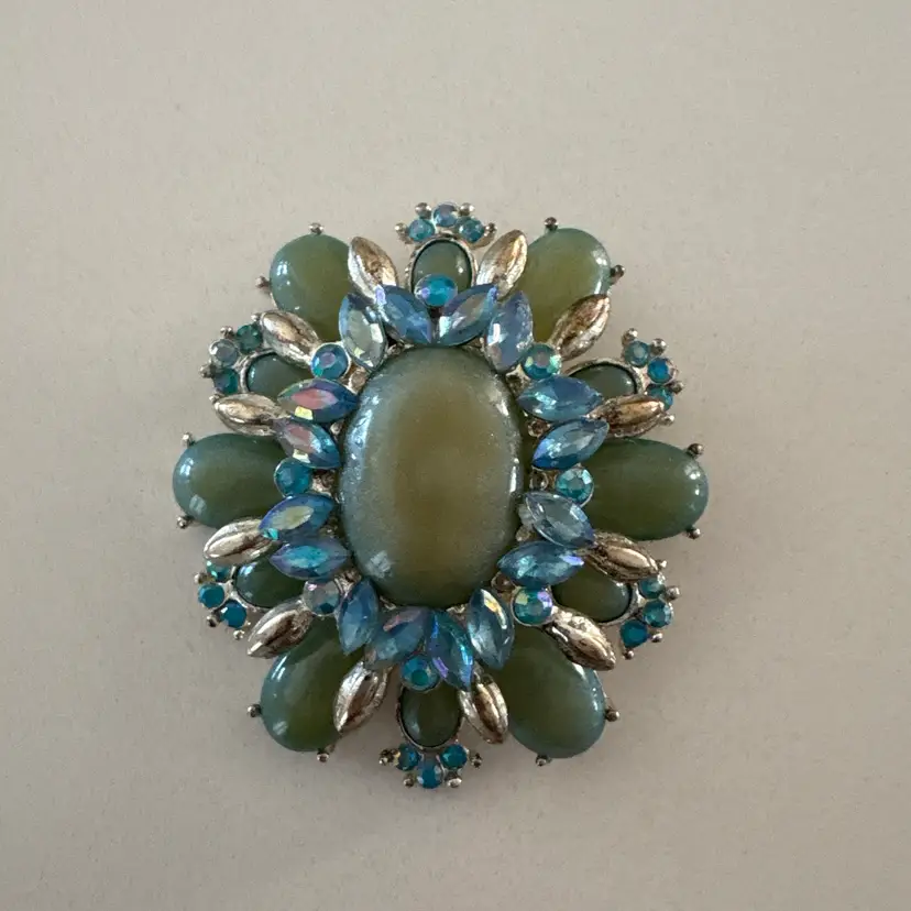 Blue And Green Vintage Brooch