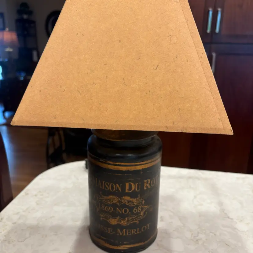 French Country Table Lamp La Maison Du Roi 1869 Caisse Merlot Tin Canister