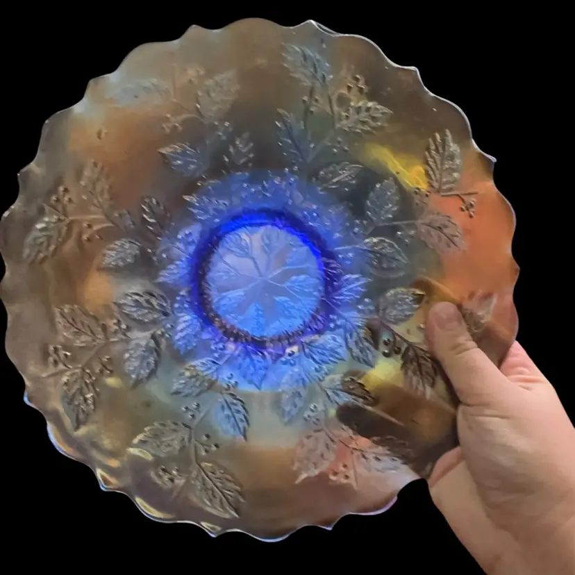 Fenton Carnival Glass Holly Berry Plate