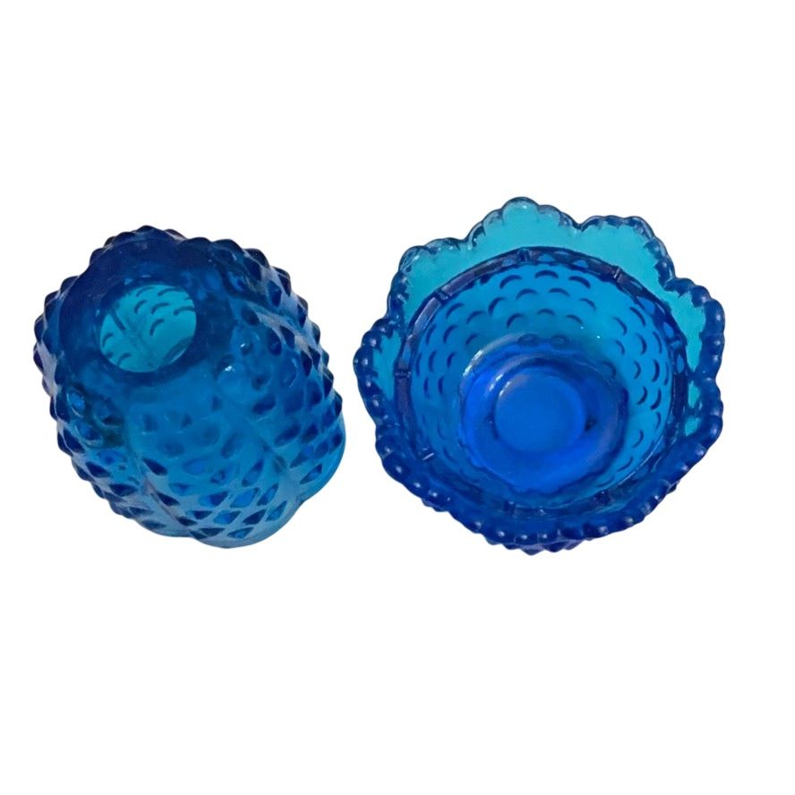 Niknax · Fenton 2-piece Colonial Blue Hobnail Fairy Light 4 1/2” X