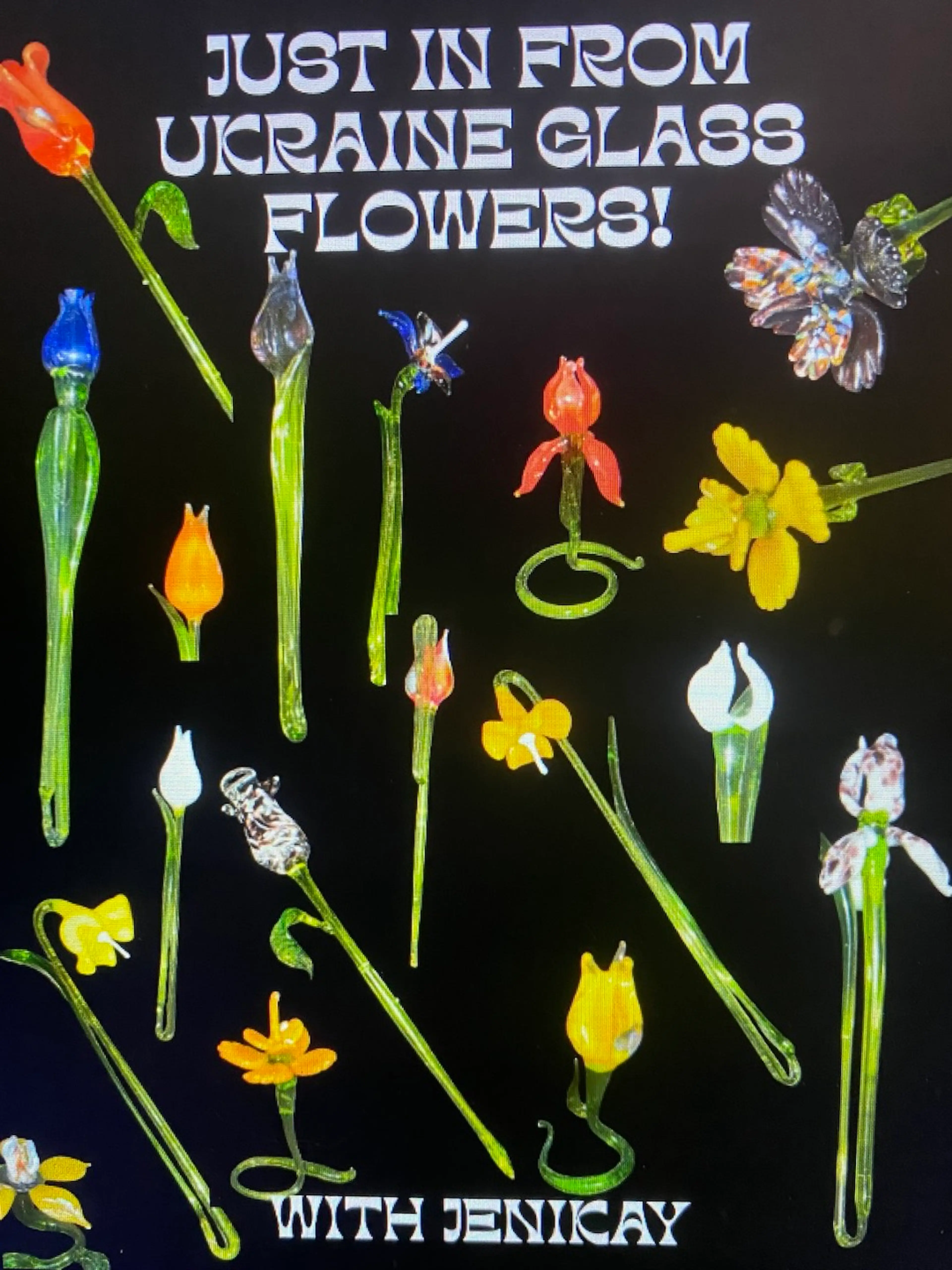 Just In From Ukraine Hand Blown Glass Flowers