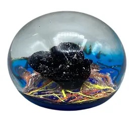 Ferro & Lazzarini Murano Paperweight Aventurine Face Colorful Signed