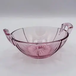 Heisey Glass Tudor #411 Hawthorne Purple Small Art Deco Style Bowl 2-Handle 5"
