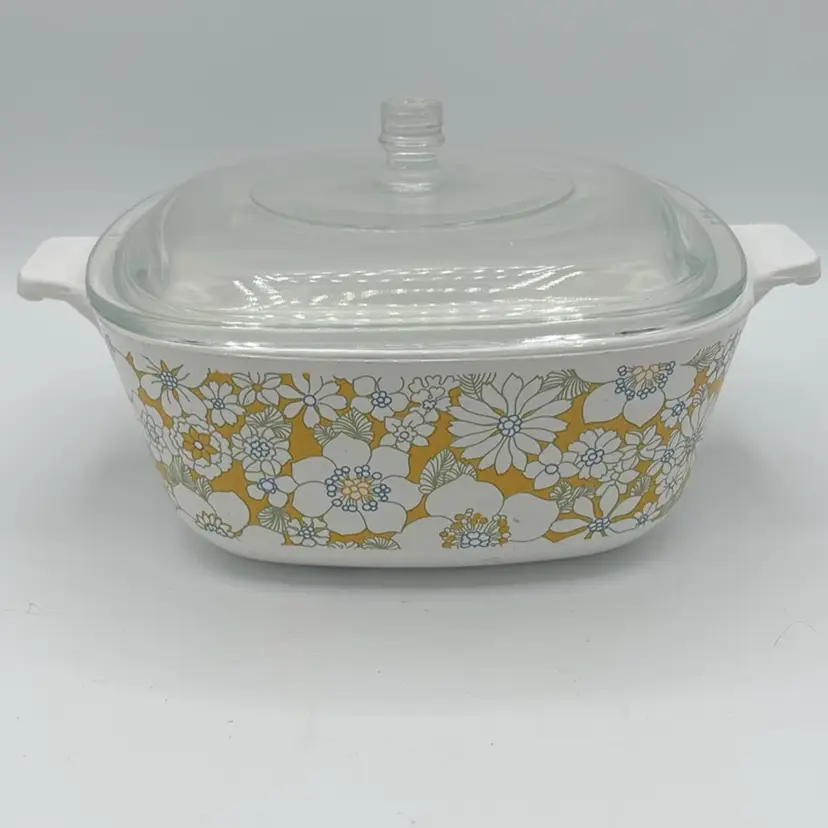 Floral Bouquet By Corningware Dish With Lid