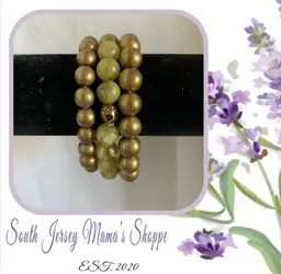 Handmade Set of Three Shades of Green Acrylic and Glass Beaded Necklace Skull Bead Accent