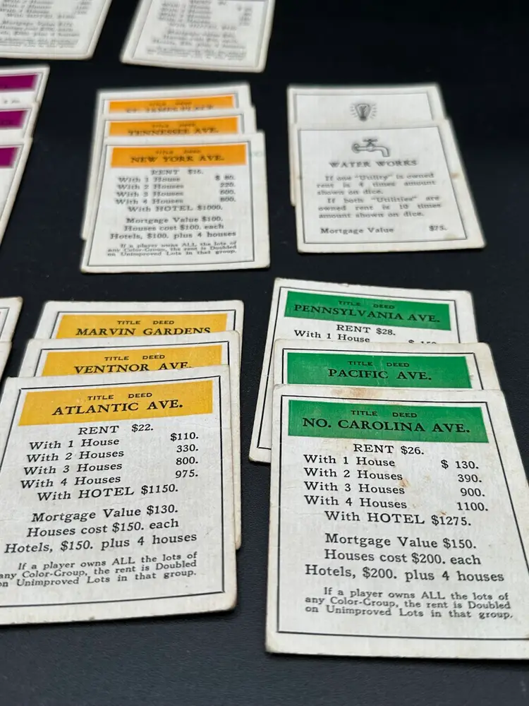 Monopoly 1985 Replacement Pieces Complete Set Of 28 Property Deed Title Cards