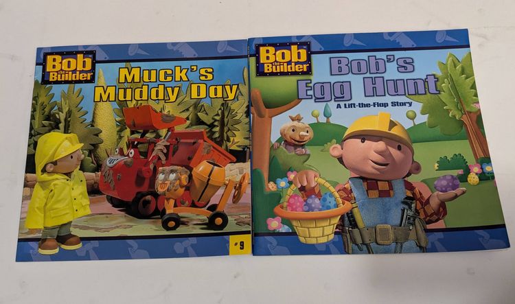 Bob the Builder 2 Book Lot - Muck's Muddy Day, Bob's Egg Hunt