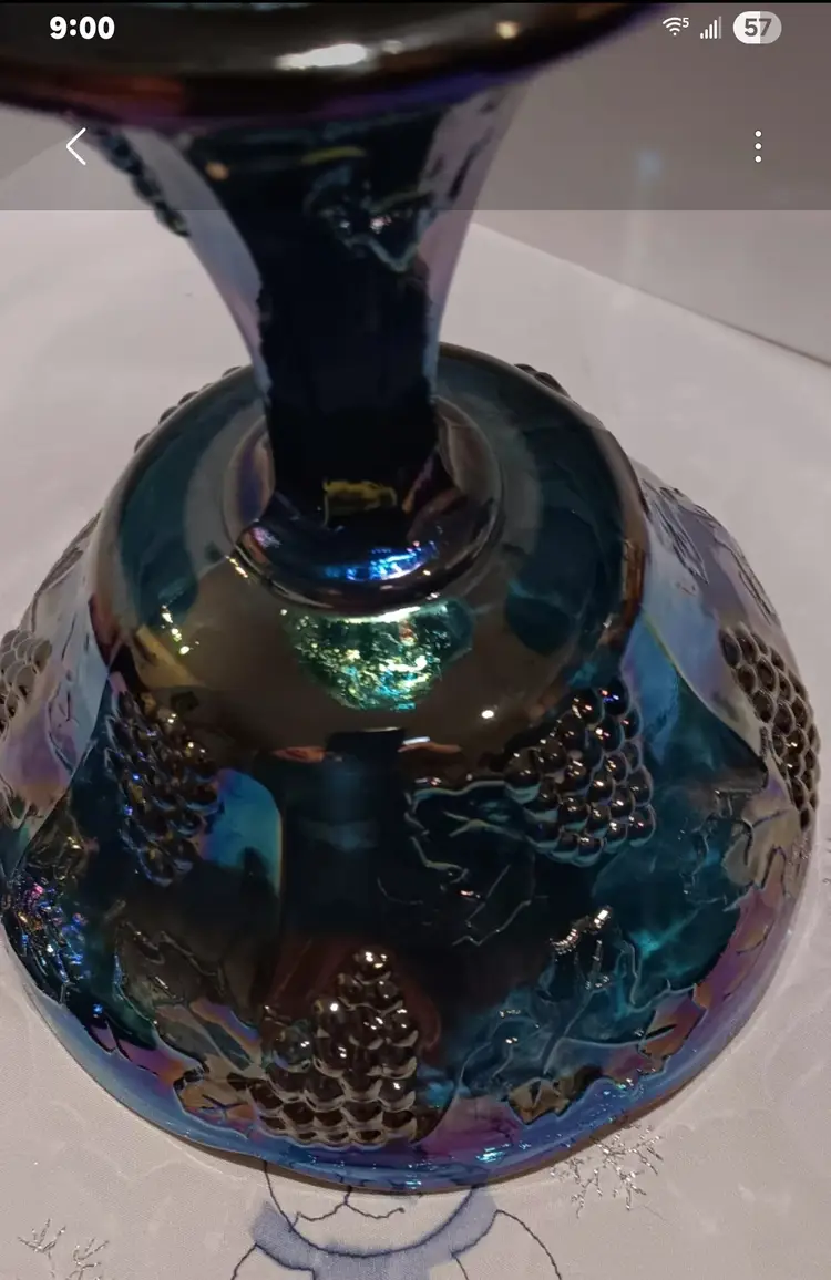 Indiana Blue Carnival Glass Candy Dish/ Compote