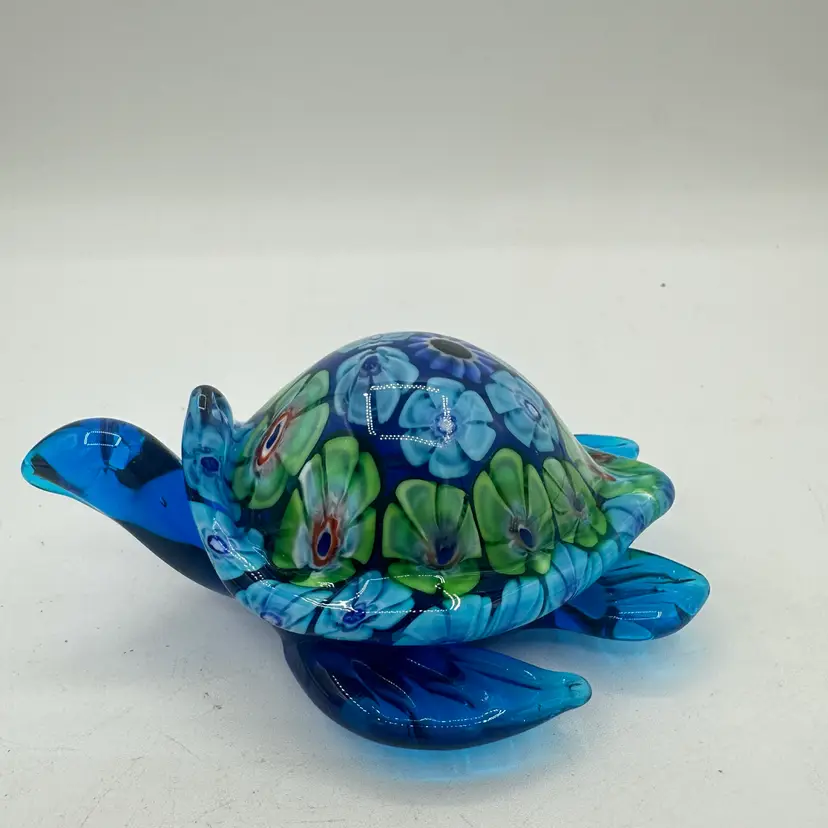 Art Glass Turtle Paperweight Millefiori