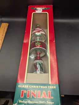 Christopher Radko Style Shiny Brite Glass Tree Finial Tree Topper 1940's Design 2020.