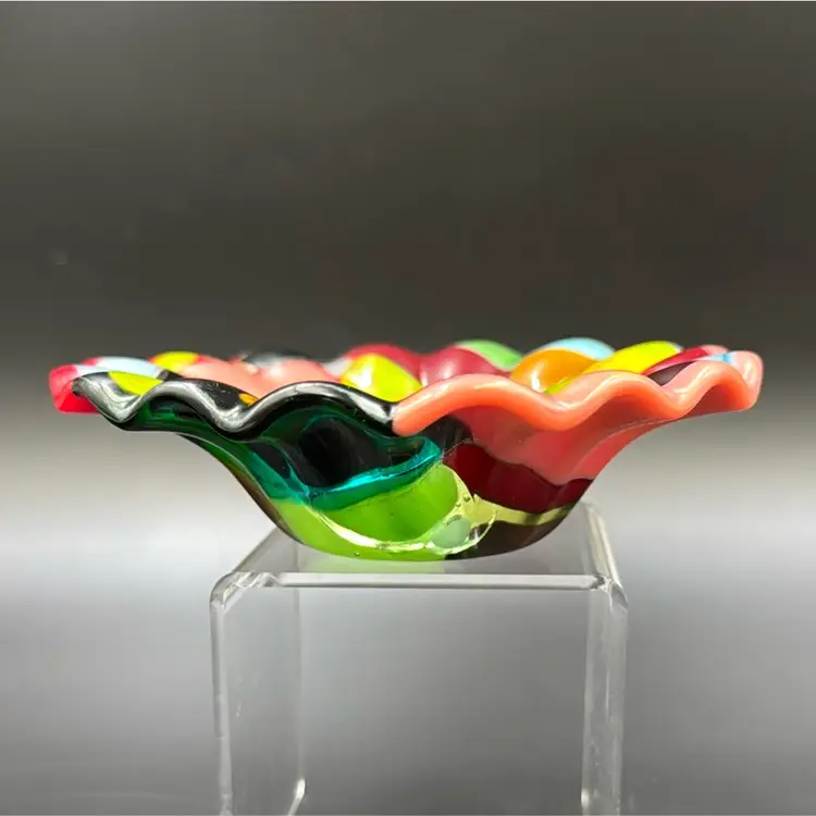 Colorful Fused Glass wavy bowl