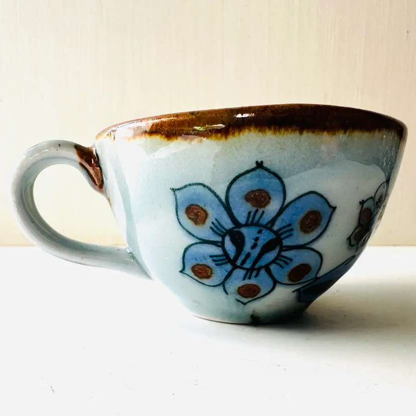 Vintage Ken Edwards El Palomar Pottery Coffee Tea Mug Bird Butterfly Snail Design Made in Mexico