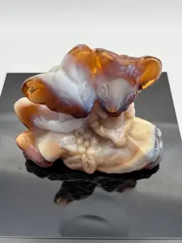 🐭 Imperial Glass Slag Glass Brown White Mouse Mice Figurine 🐭