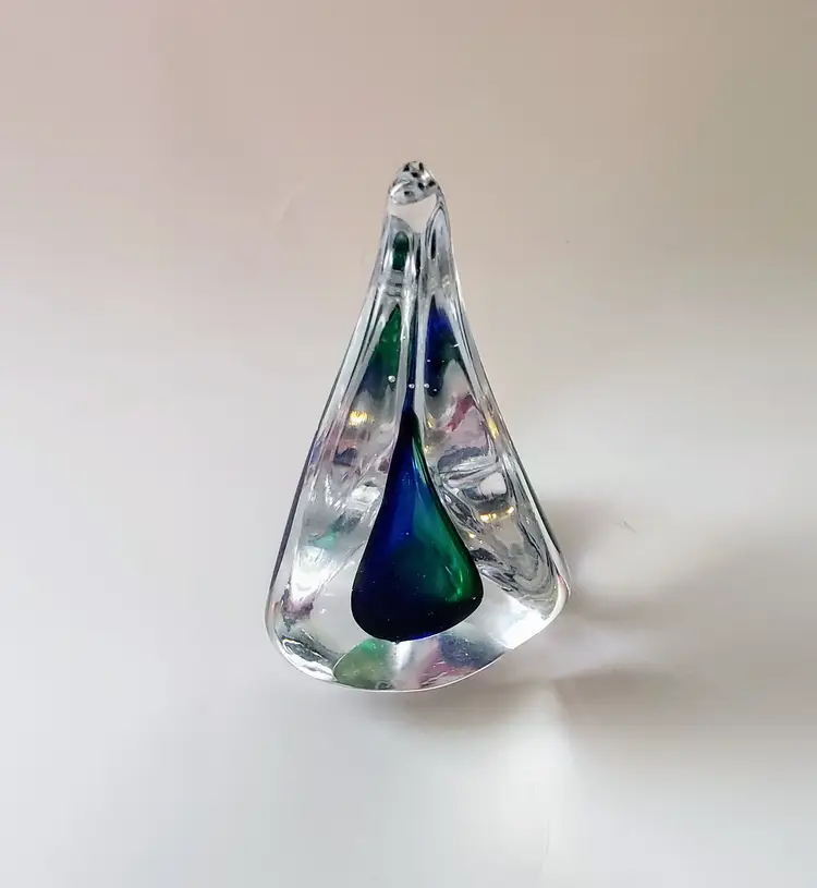 Polish Vintage Art Glass tear drop paperweight