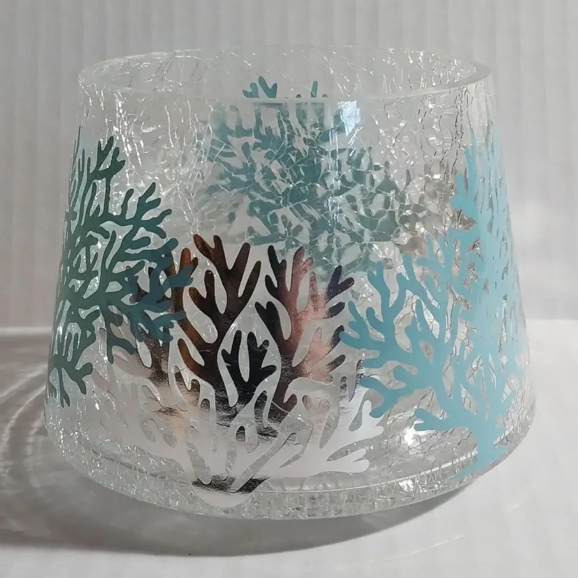 NEW Yankee Candle Shade Coastal Crackle Glass Large Bell Jar Shade