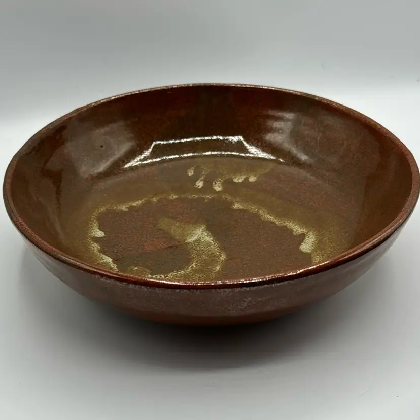 Vintage Large Pottery Bowl Signed AW