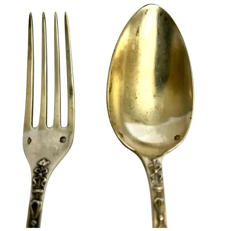French flatware set Minerva 1 Mark .950 Silver table spoon & fork Ernest Carde