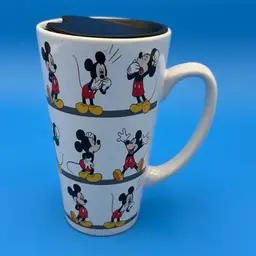 Disney Mickey Mouse Latte Mug Tall Skinny Ceramic Line Poses Disney