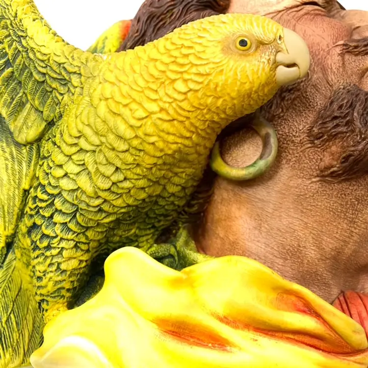 Bossons Buccaneer Chalkware Head Pirate With Yellow Parrot England 1964