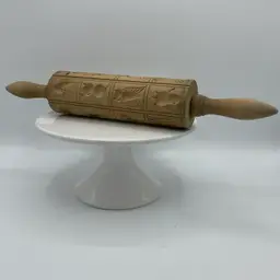 Vintage German Wood Springerle Rolling Pin With 20 Designs
