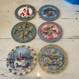 This is an Anna Perenna by P. Buckley Moss Bavarian Porcelain Ornaments Set Of 6