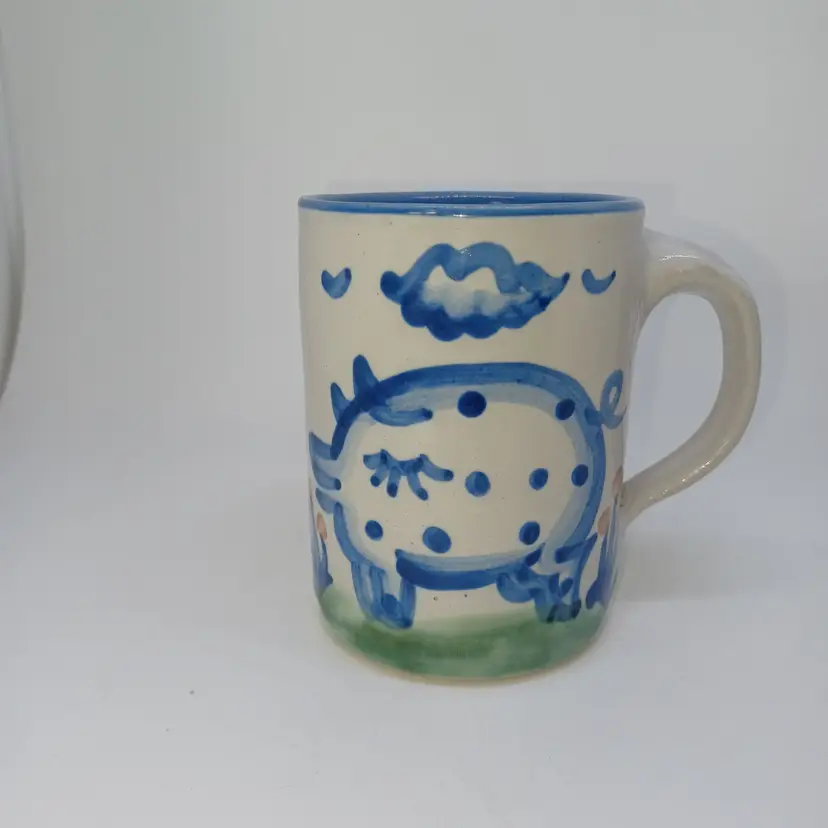 Vtg M.A. Hadley Country Scene Pig Mug Discontinued