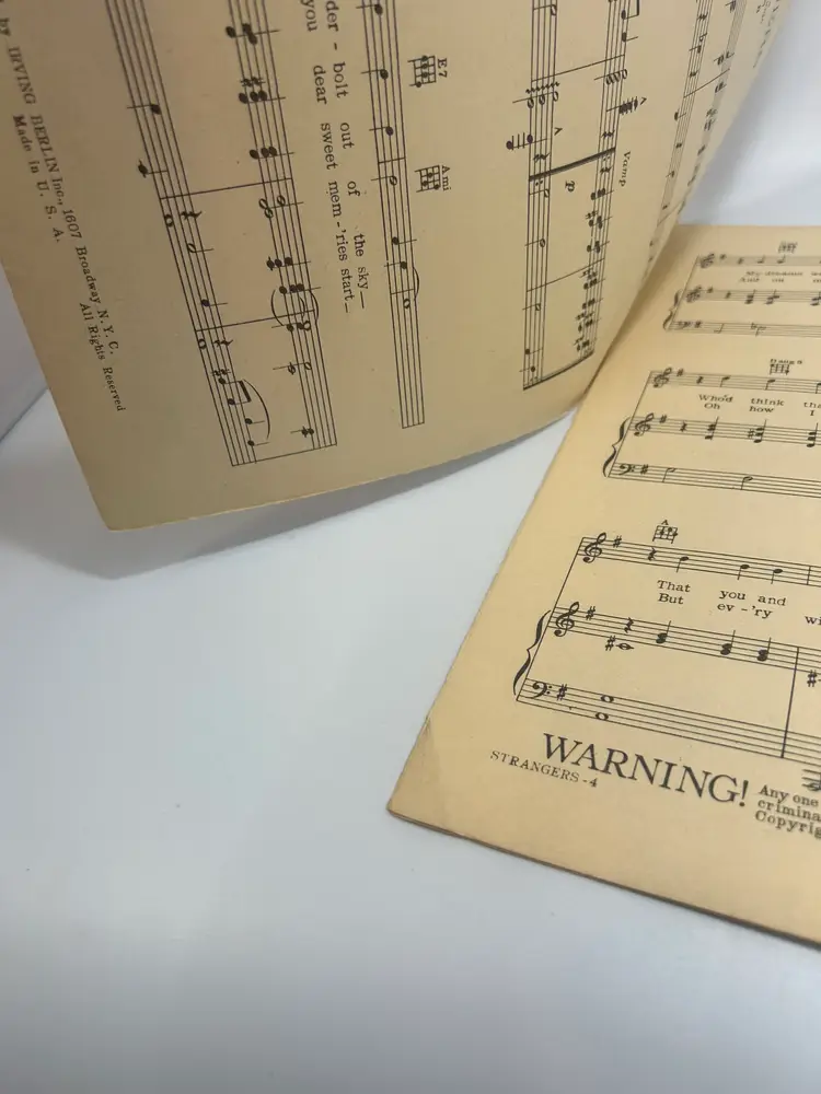 Vintage Sheet Music 'Strangers' & 'Sweet Violets'