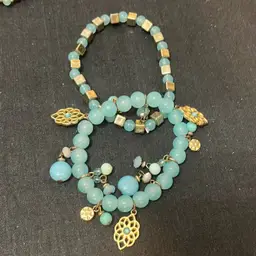 2 Blue & Goldtone Bracelets