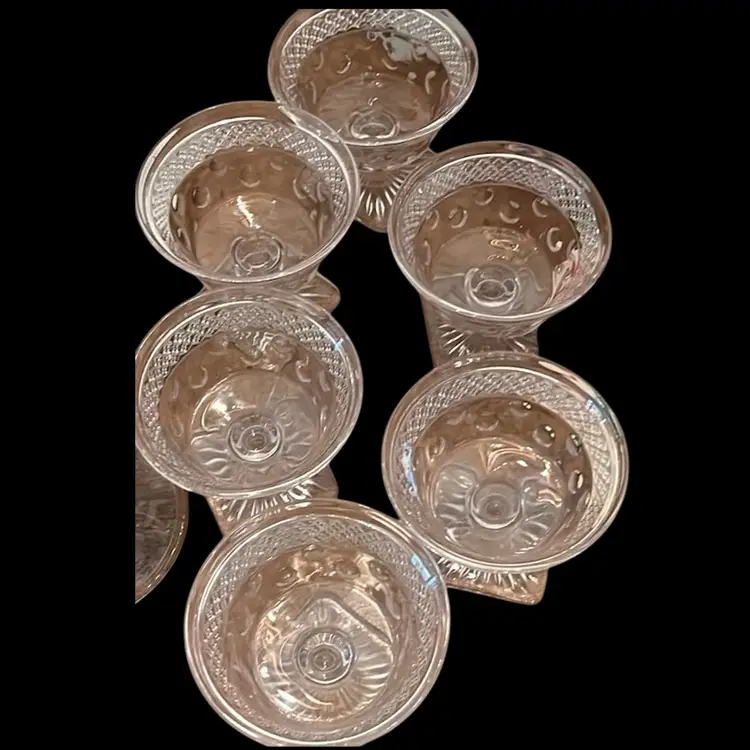 McKee Vintage Glass- Opal Pattern- Sherbet Dishes- Set Of 6- about 4” diameter, 3.5” high