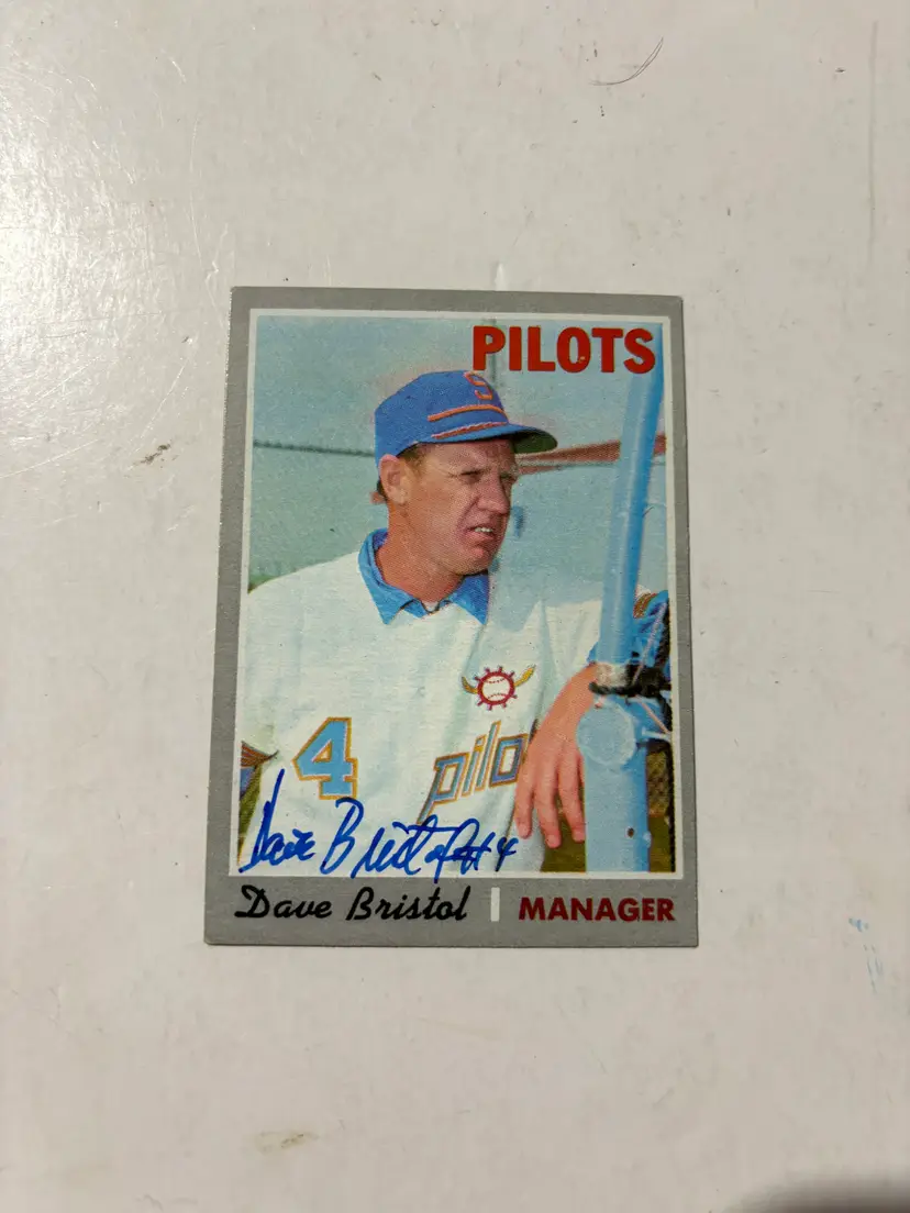 1970 Topps # 556 Dave Bristol Seattle Pilots Signed Vintage