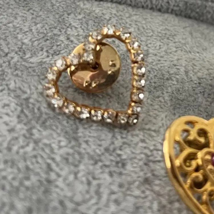 Set Of Three Gold Tone Heart Scatter Pins