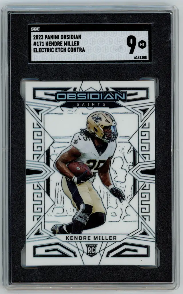 2023 Panini Obsidian KENDRE MILLER RC Rookie Electric Etch Contra #171 SAINTS SGC 9 MT