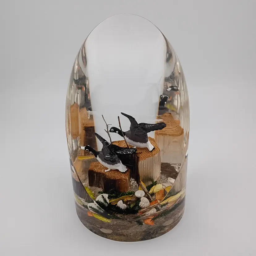 Vintage lucite Canada geese paperweight