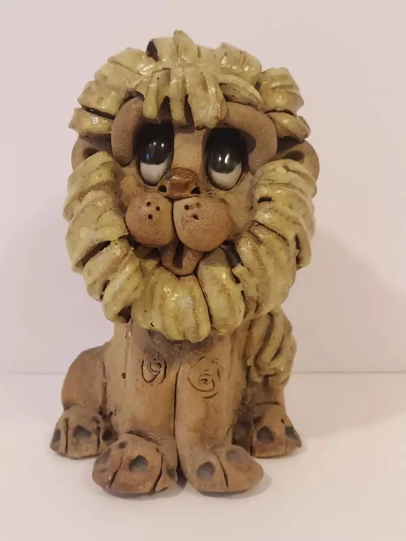 Vintage Max Hindt Handmade Ceramic Lion Figure Signed