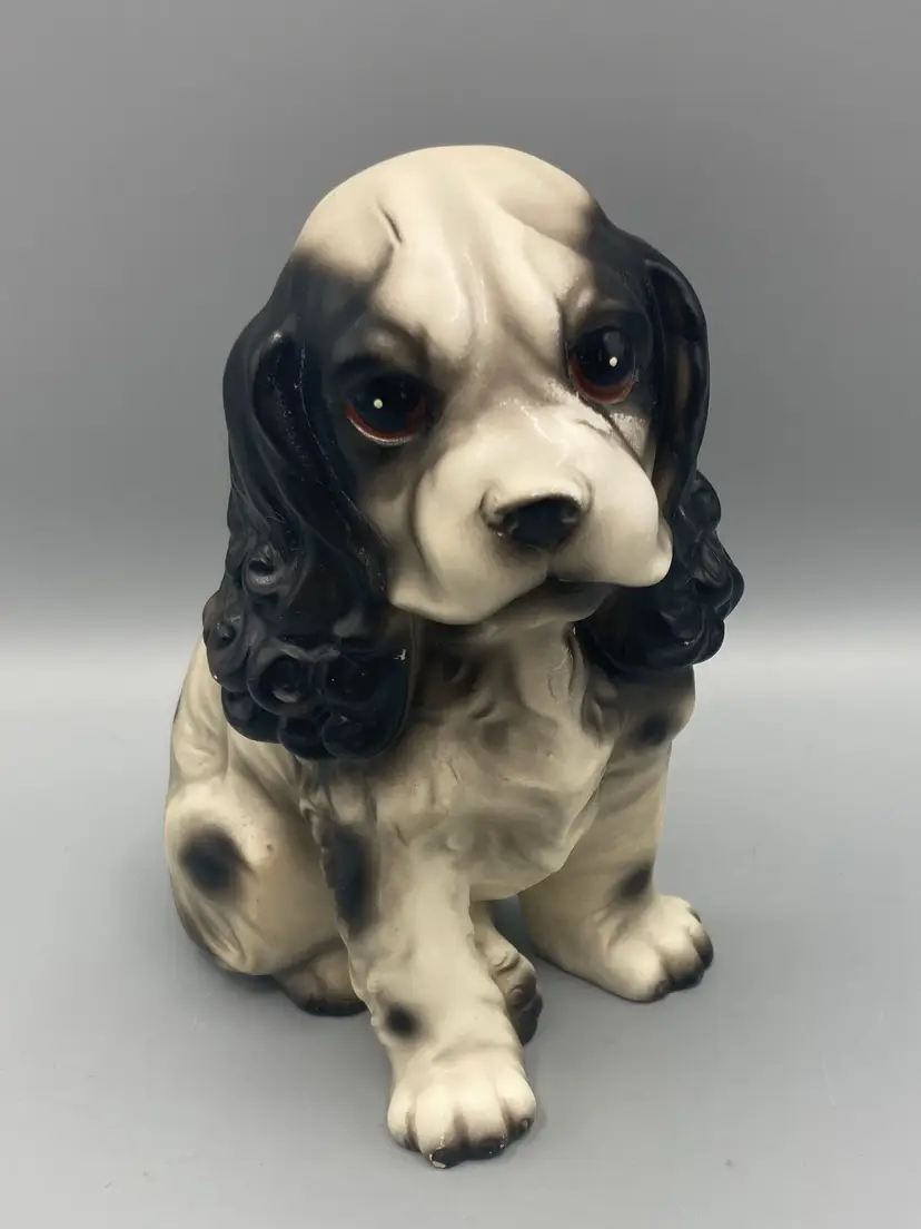 Vintage Black and White Springer Spaniel Dog Figurine