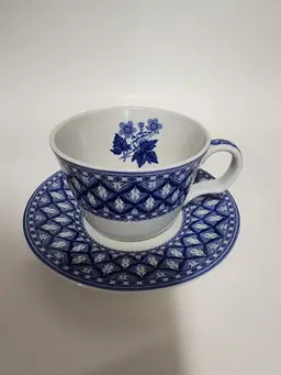 Spode Blue Room Collection Geranium Flat Cup and Saucer Set