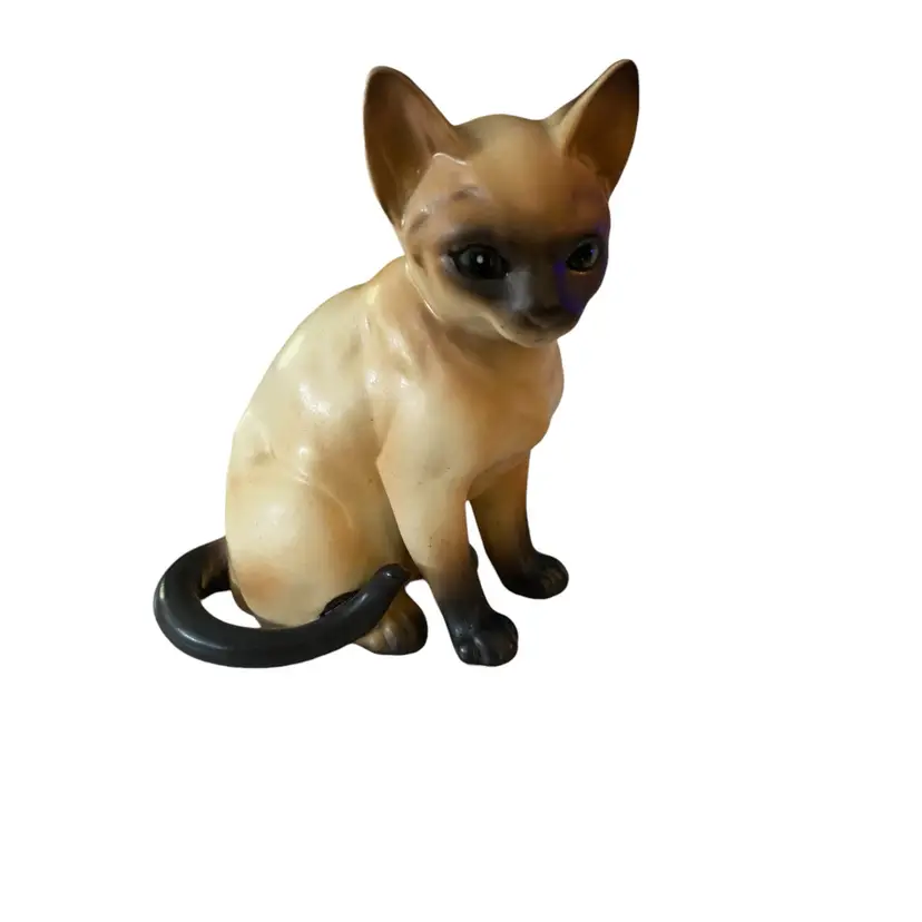 Lefton Sitting Siamese Cat Figurine H4032 Chocolate Point 3.5" Porcelain Japan