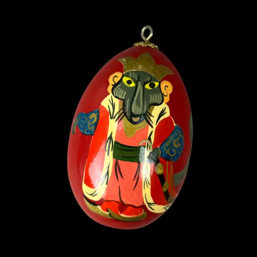 Rat King Hand Painted Wooden Egg Christmas Ornament Vintage (The Nutcracker)