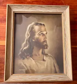 Vtg 1941 Framed Head of Christ Lithograph Warner Sallman 1940 Kriebel & Bates