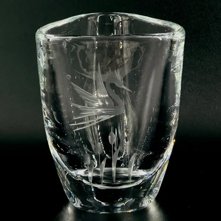 4” Crystal Vase Heavy Blown Glass