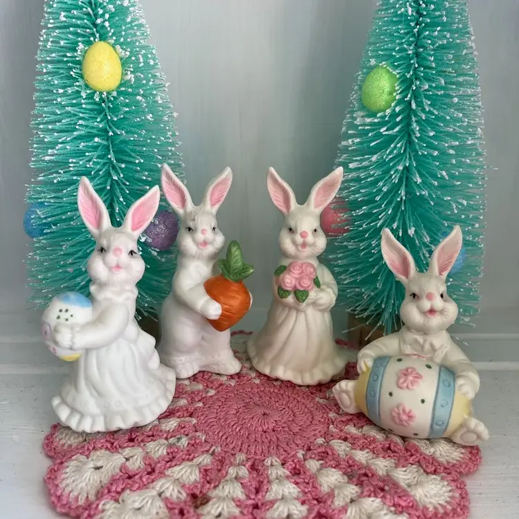 Set (4) Bisque Easter Bunnies