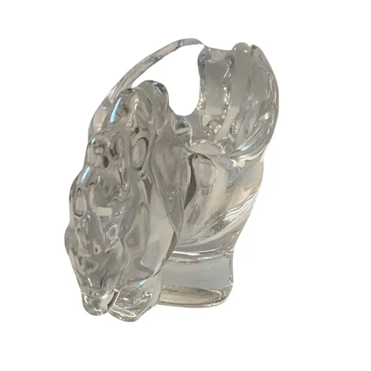 Vintage Vannes Le Chatel Crystal Horse Pipe Ashtray 7 1/2” X  2 7/8”