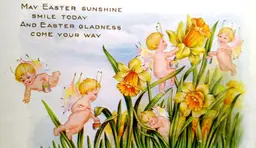 Easter Postcard Fairy Babies Fantasy Daffodils Flowers Whitney 1917 Embossed
