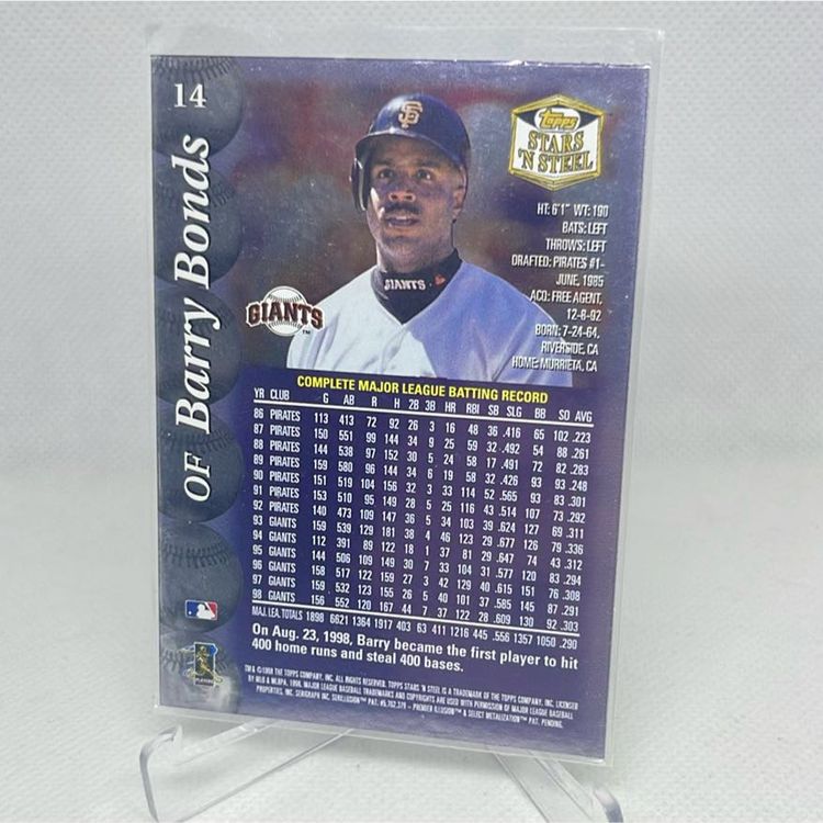 1999 topps stars ‘n steel metal barry bonds #14 San Fransisco Giants 