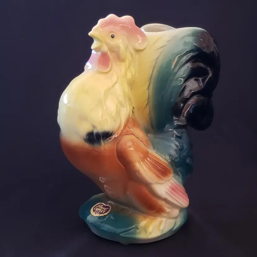 Rooster Vase Royal Copley Ceramic 7⅛" Tall Approximately Multicolor Vintage