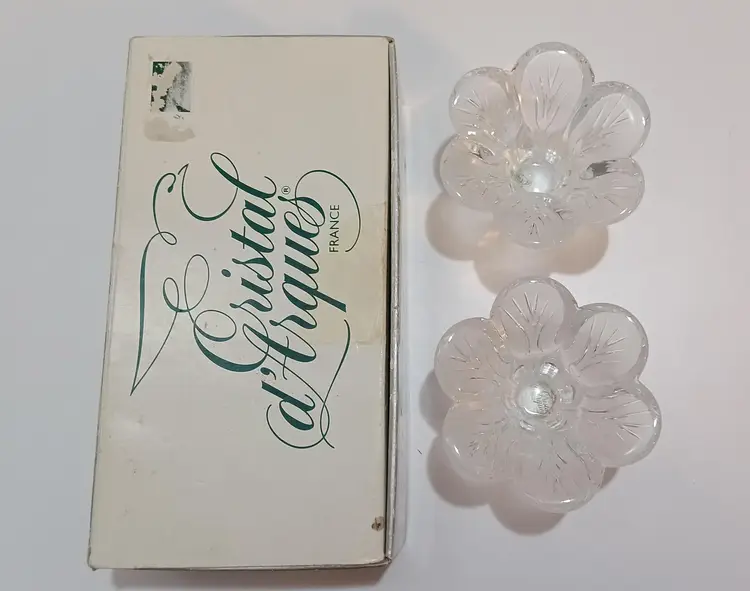 Vintage Crystal Candle Holders; Cristal d'Arques France