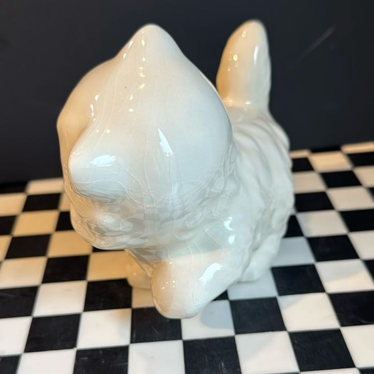 Vintage Fluffy Cat Statue